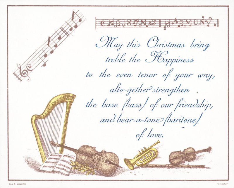 Instrumenty muzyczne, Kartka świąteczna autorstwa English School
