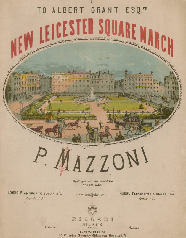 Muzyka do New Leicester Square March autorstwa P Mazzoni autorstwa English School