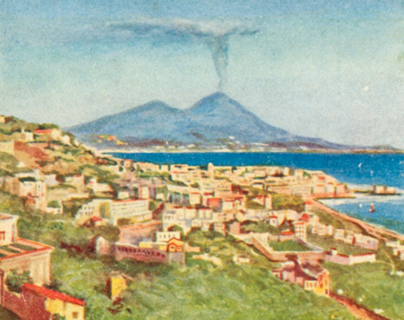 Neapol, miasto i zatoka (kolorowa litografia) autorstwa English School