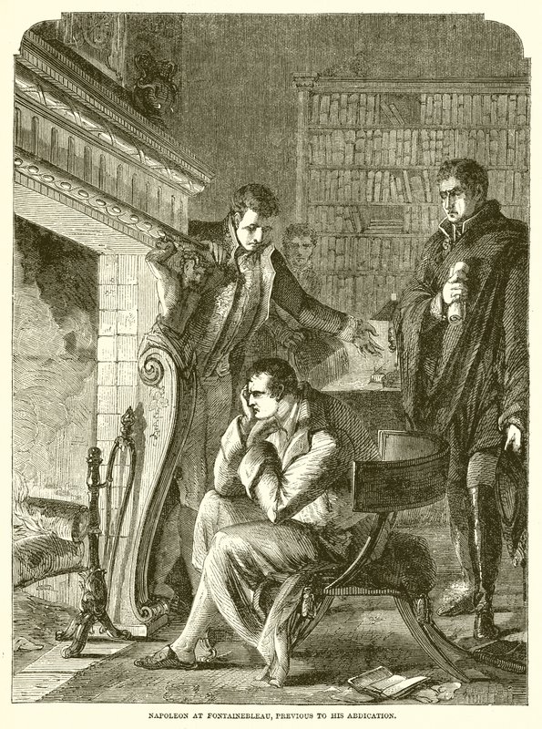 Napoleon w Fontainebleau, przed swoją abdykacją autorstwa English School