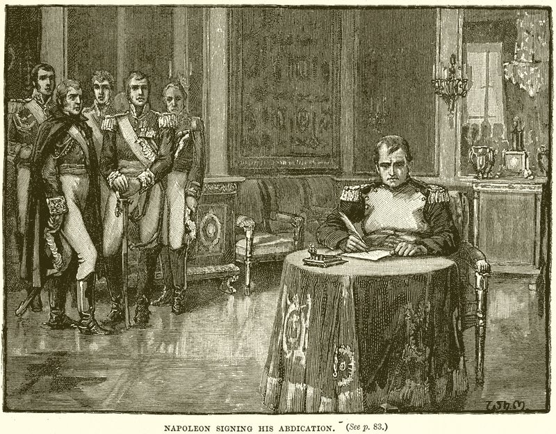 Napoleon podpisuje swoją abdykację autorstwa English School