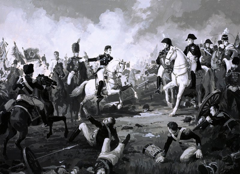 Napoleon triumfuje w bitwie pod Austerlitz (gwasz na papierze) autorstwa English School