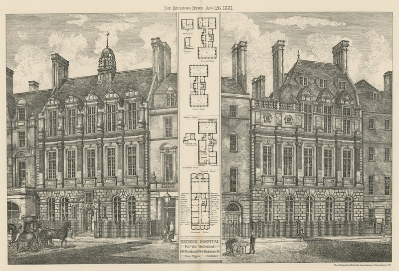 National Hospital for the Deformed, Great Portland Street i Bolsover Street autorstwa English School