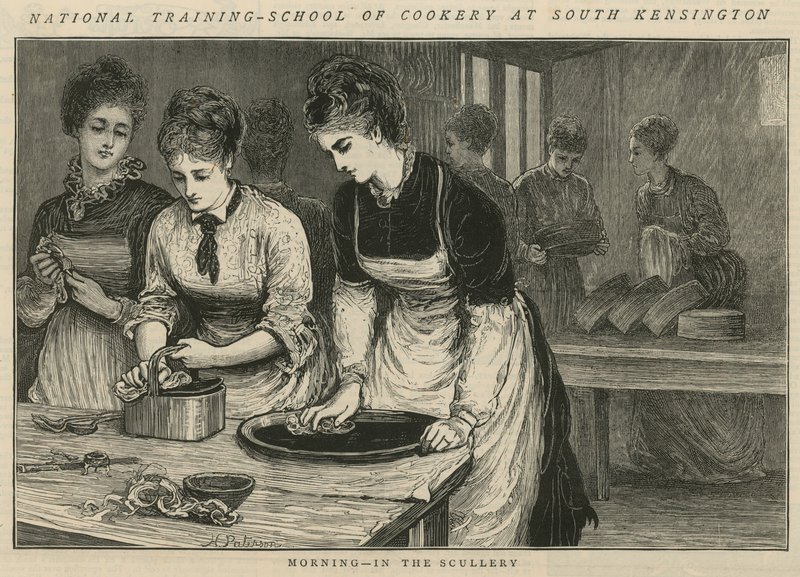 National Training School of Cookery w South Kensington: Poranek w kuchni autorstwa English School