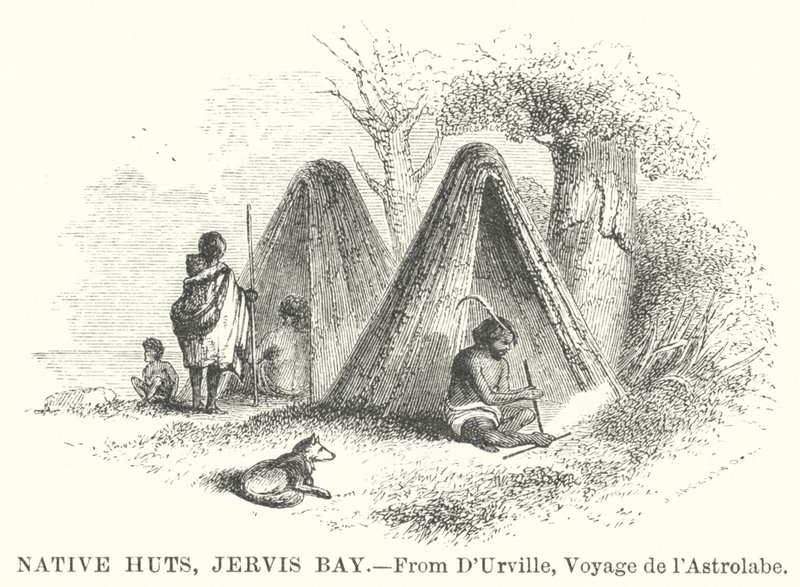 Native Huts, Jervis Bay (grawerunek) autorstwa English School