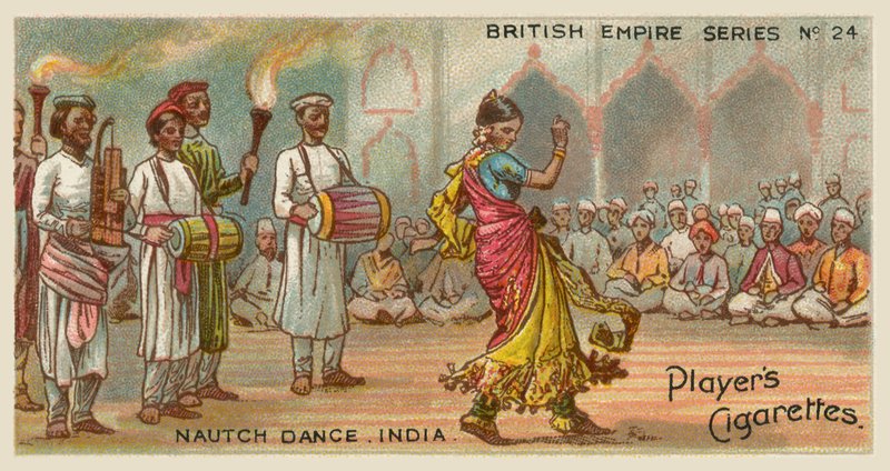 Taniec Nautch, Indie (chromolitho) autorstwa English School