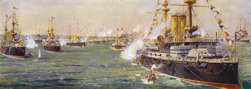 Recenzja marynarki wojennej w Spithead z okazji Diamentowego Jubileuszu Królowej Wiktorii autorstwa English School