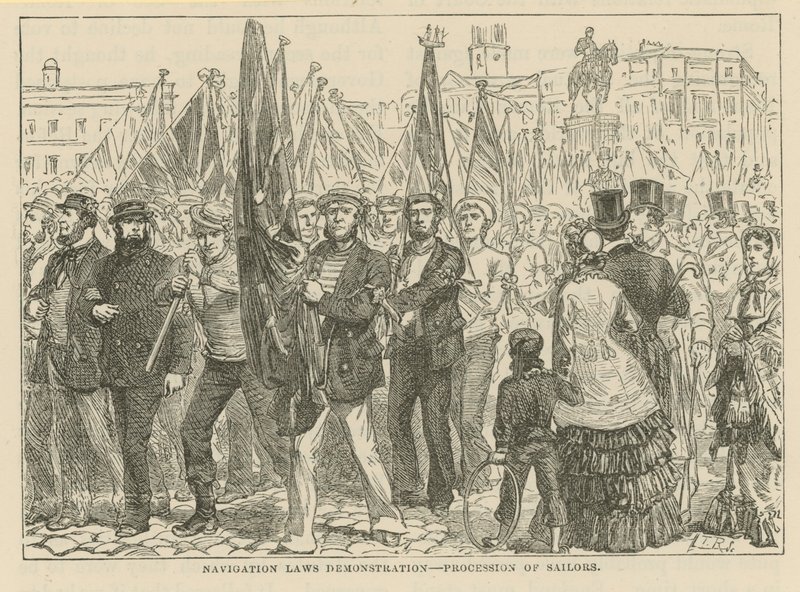 Demonstracja przepisów dotyczących nawigacji autorstwa English School