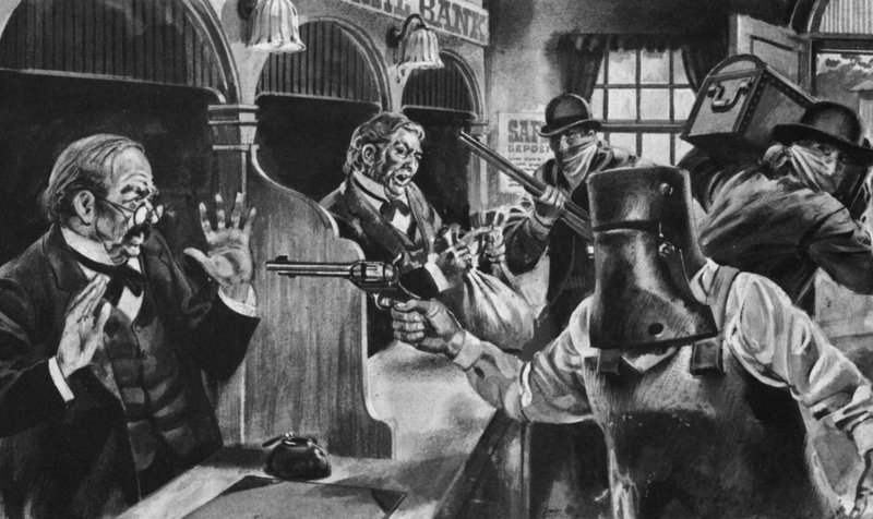 Ned Kelly napada na bank (lito) autorstwa English School