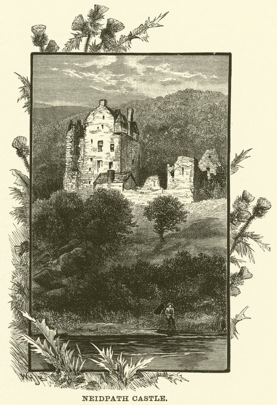 Zamek Neidpath (grawerunek) autorstwa English School