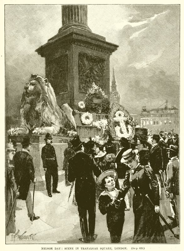 Dzień Nelsona: Scena na Trafalgar Square w Londynie autorstwa English School