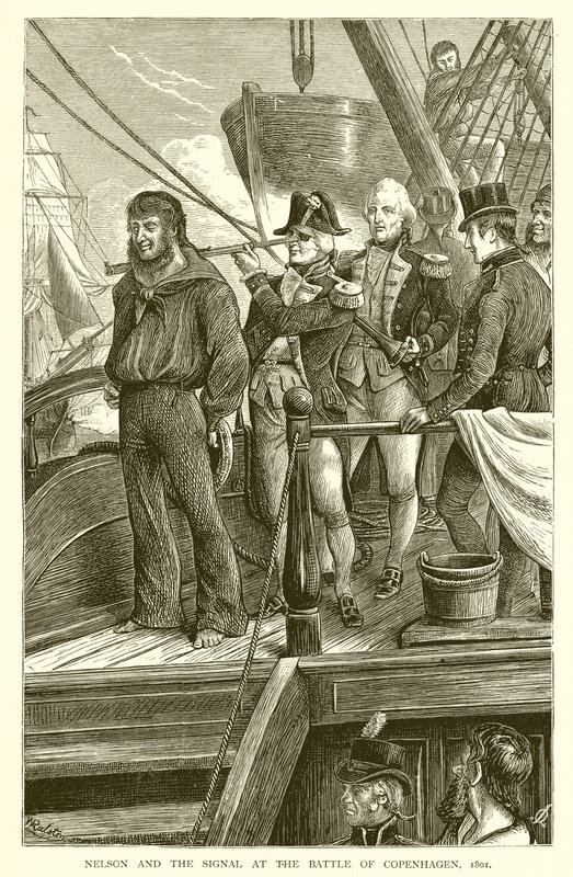 Nelson i sygnał w bitwie pod Kopenhagą, 1801 autorstwa English School