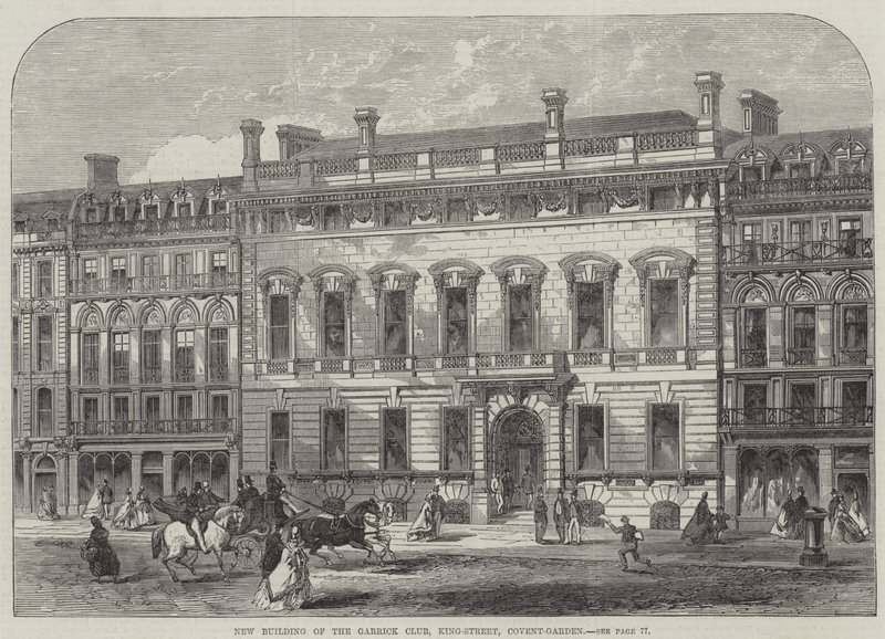 Nowy budynek klubu Garrick, King-Street, Covent-Garden (grawerowanie) autorstwa English School