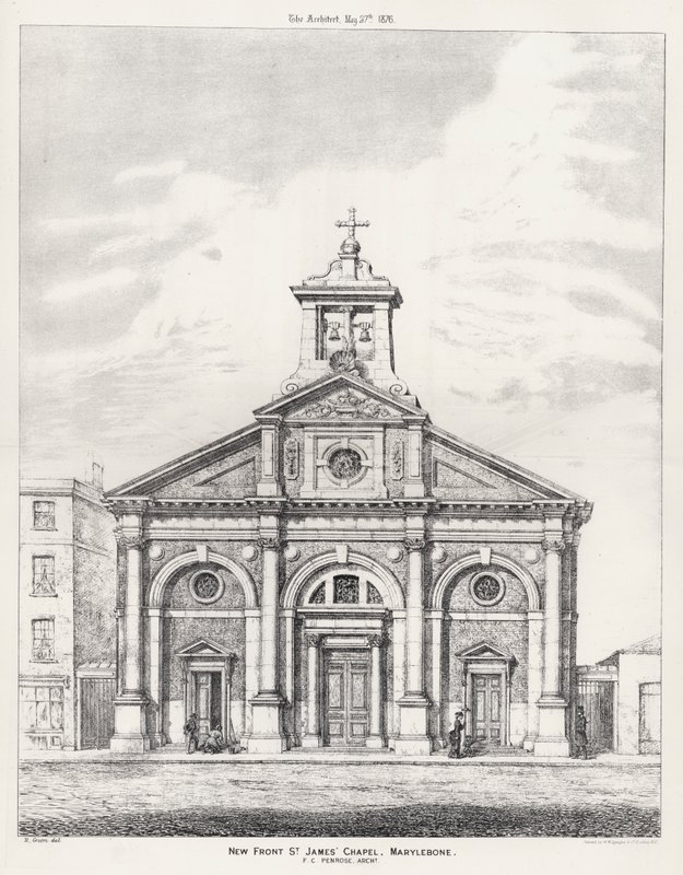 Nowy front, kaplica św. Jakuba, Marylebone (rycina) autorstwa English School