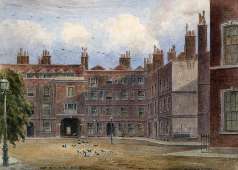 New Inn, Wych Street, 1901 (wc na papierze) autorstwa English School