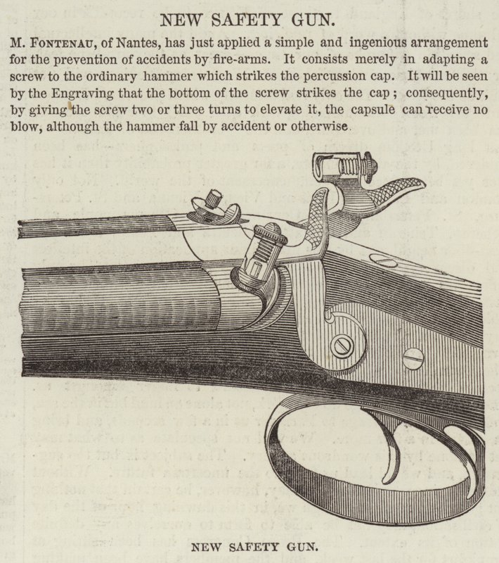 Nowy pistolet bezpieczeństwa (grawerowanie) autorstwa English School