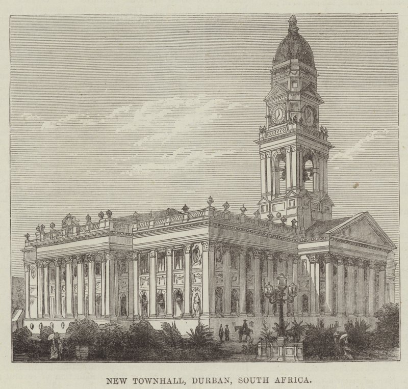 New Townhall, Durban, Republika Południowej Afryki (grafika) autorstwa English School