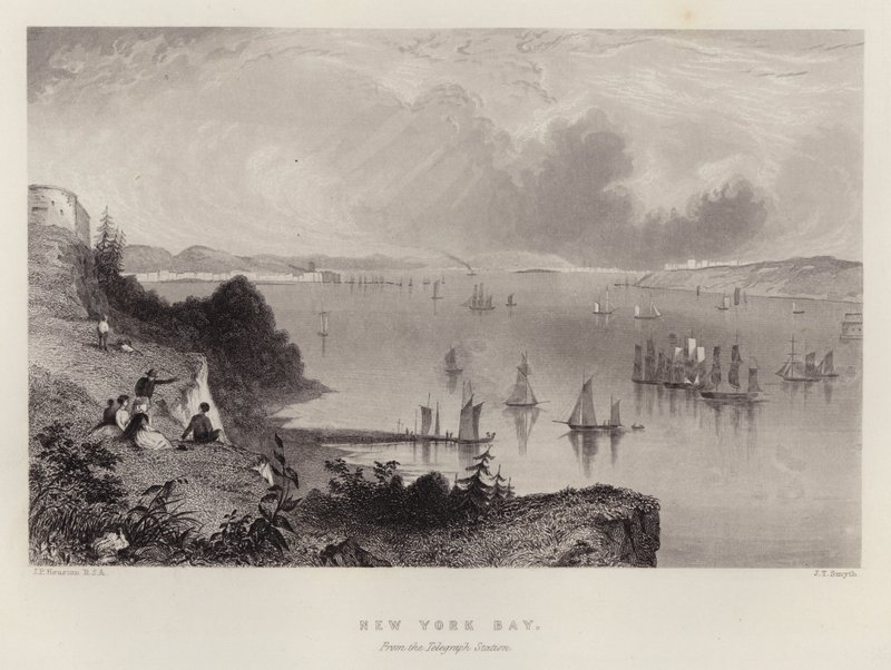 New York Bay, z Telegraph Station (kolor lito) autorstwa English School