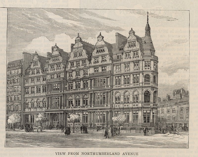 Nowy budynek Klubu Konstytucyjnego przy Northumberland Avenue: Widok z Northumberland Avenue autorstwa English School