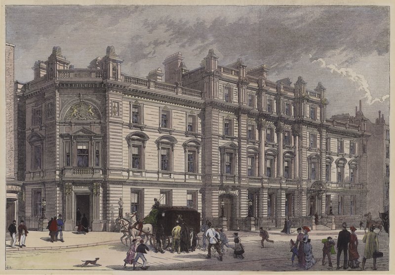 Nowy gmach sądu i posterunek policji, Bow Street, Londyn, c1880 (kolorowy grawerunek) autorstwa English School