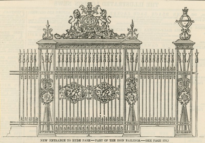 Nowe wejście do Hyde Parku - część żelaznych balustrad autorstwa English School