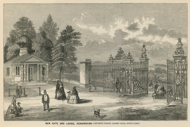 Nowa brama i domek, Kensington, naprzeciwko Prince Albert Road, Hyde Park autorstwa English School