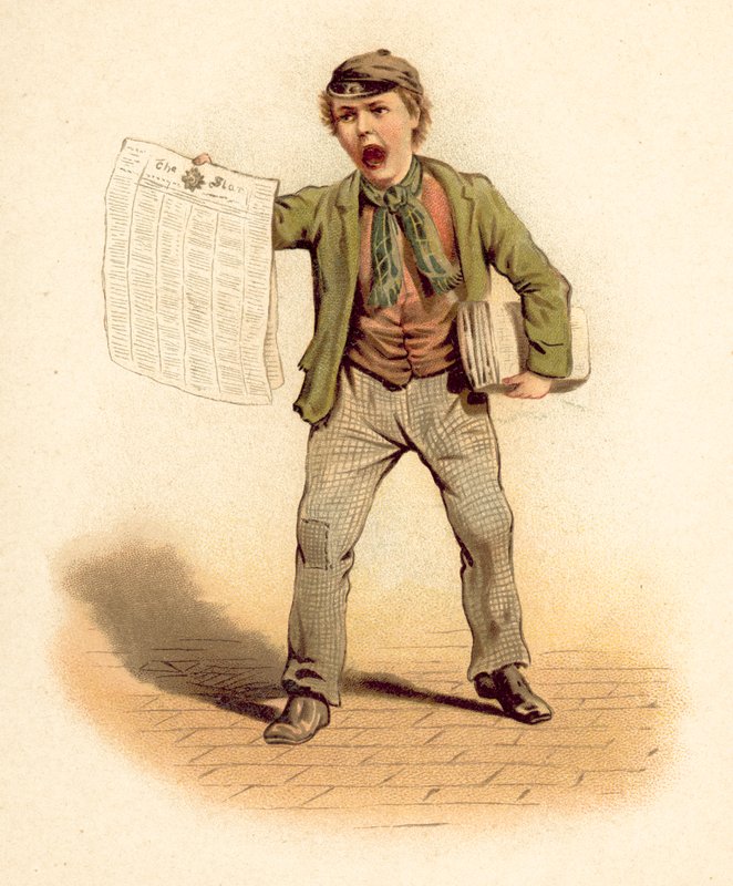 Sprzedawca gazet (chromolitho) autorstwa English School
