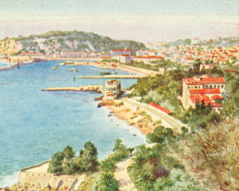 Nicea i Baie des Anges (kolorowa litografia) autorstwa English School