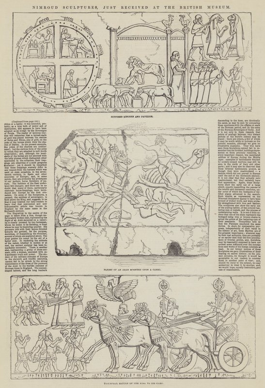 Rzeźby Nimroud, właśnie otrzymane w British Museum (grawerowanie) autorstwa English School