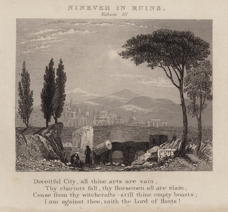 Niniwa w ruinie, Nahum III (rycina) autorstwa English School