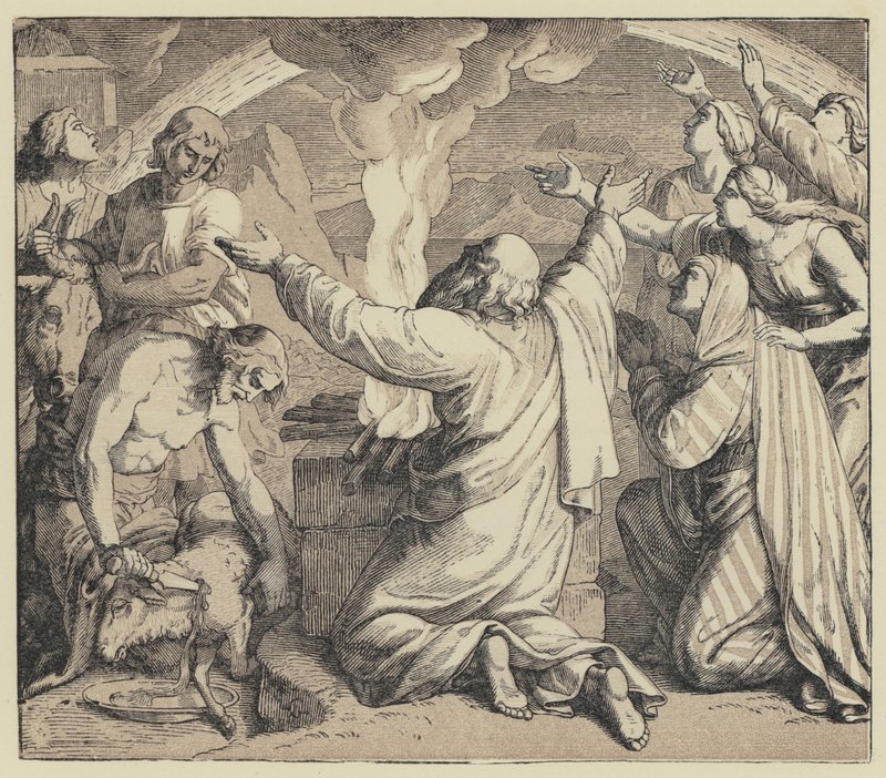 Ofiara Noego (rycina) autorstwa English School