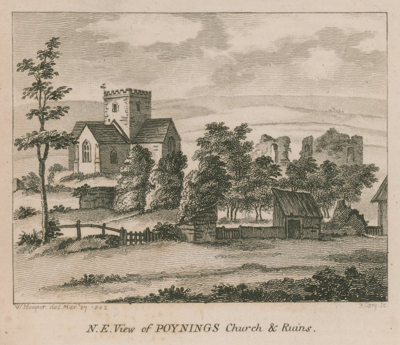 Widok na północno-wschodni kościół Poynings w Poynings autorstwa English School