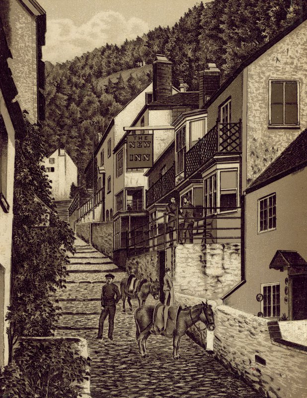 North Devon: Clovelly, Main Street (litografia) autorstwa English School
