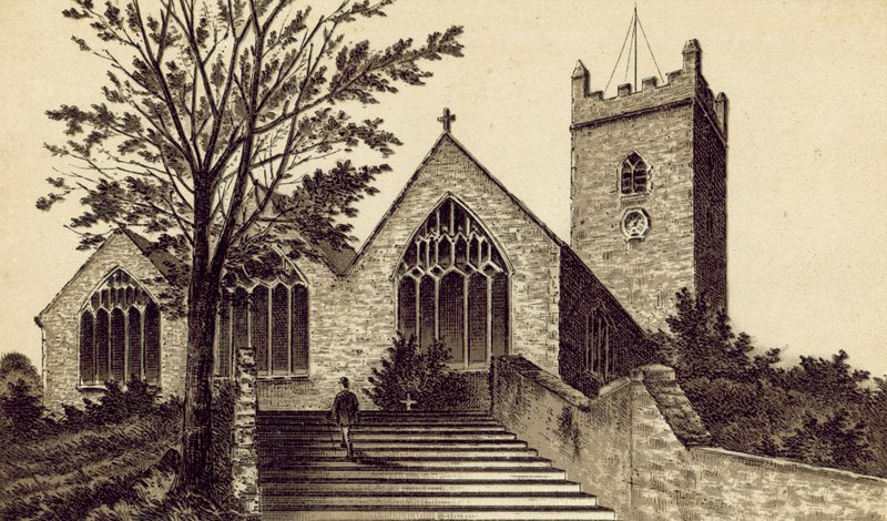 North Devon: Ilfracombe Parish Church, Holy Trinity (litografia) autorstwa English School