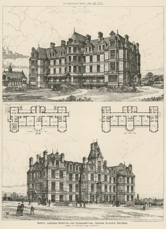 North London Hospital for Consumption, projekt zajął drugie miejsce autorstwa English School