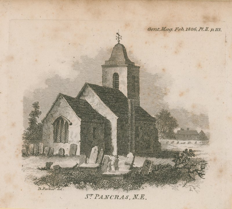 Widok na północno-wschodni kościół św. Pankrasa autorstwa English School