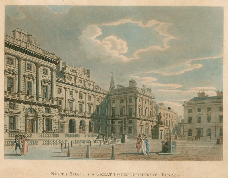 Północna strona Wielkiego Dworu, Somerset Place (Somerset House), Strand, Londyn autorstwa English School