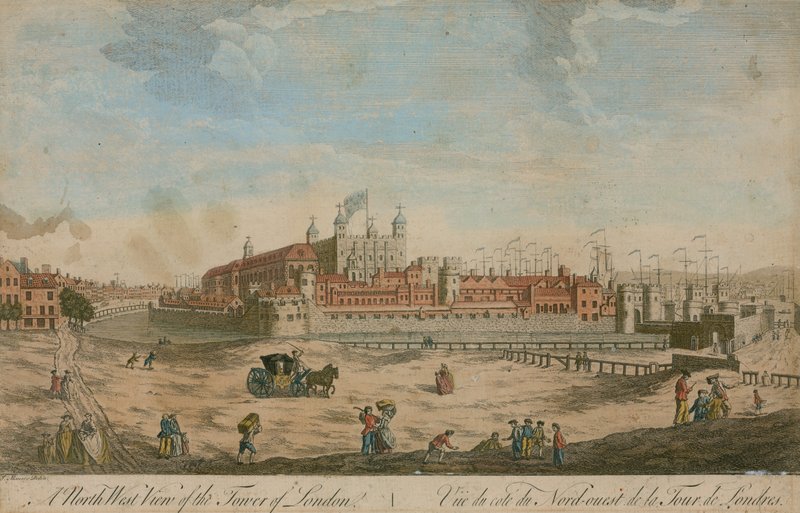 Północno-zachodni widok na Tower of London autorstwa English School