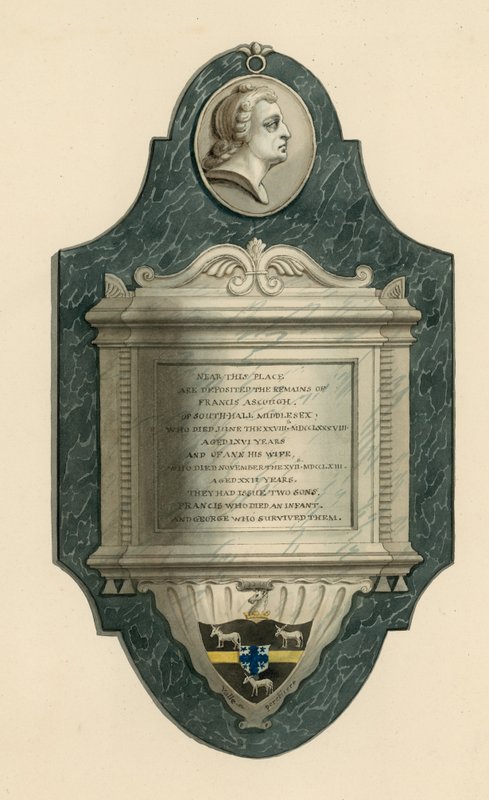 Cmentarz Norwood; grób Francisa Ayscougha z Southall, Middlesex, zmarłego w 1788 r. autorstwa English School