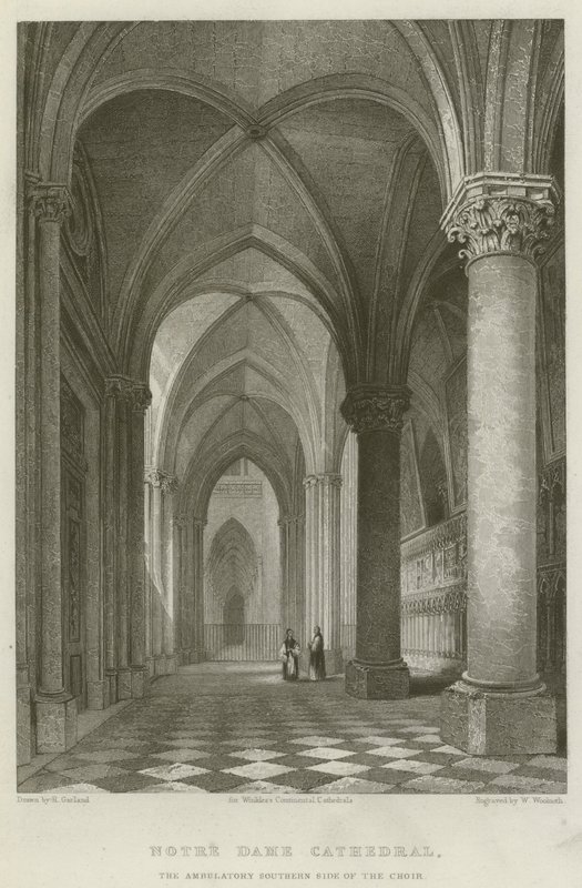 Katedra Notre Dame, Ambulatoryjna Południowa Strona Chóru (rycina) autorstwa English School