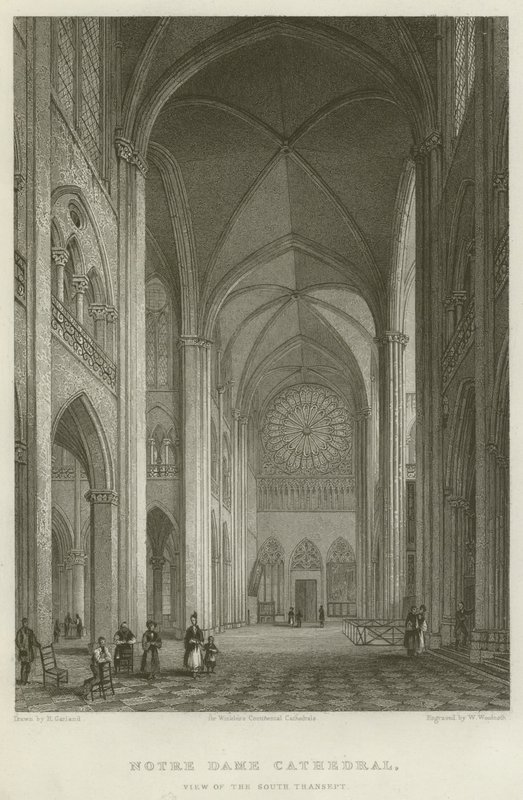 Katedra Notre Dame, Widok Transeptu Południowego (rycina) autorstwa English School