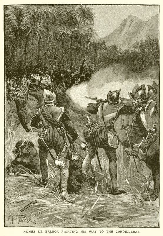 Nunez de Balboa przedziera się do Kordylierów autorstwa English School