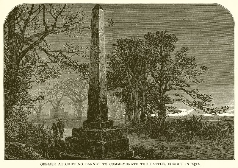 Obelisk w Chipping Barnet dla upamiętnienia bitwy, stoczonej w 1471 r. autorstwa English School