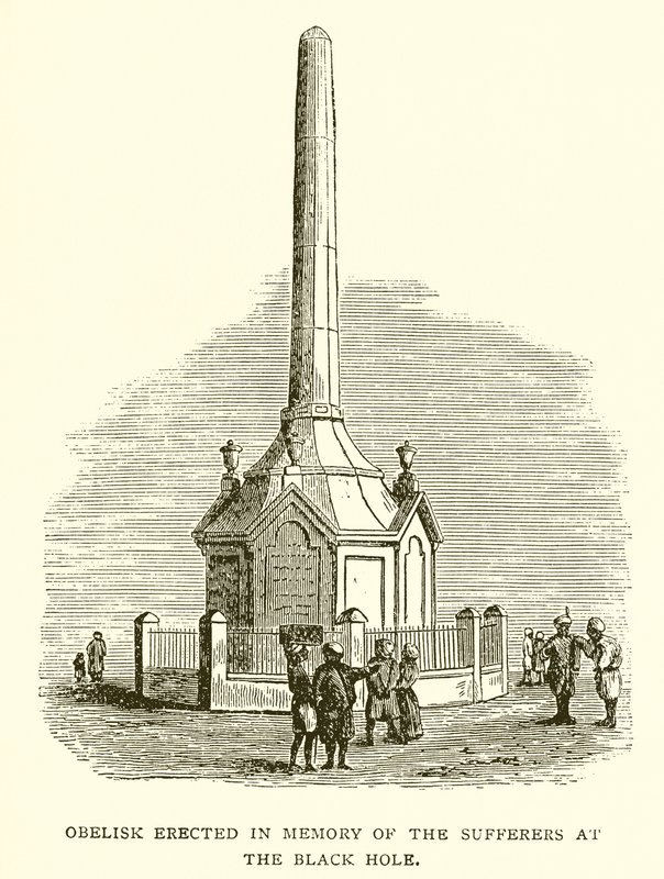 Obelisk wzniesiony ku pamięci poszkodowanych w czarnej dziurze w Kalkucie autorstwa English School