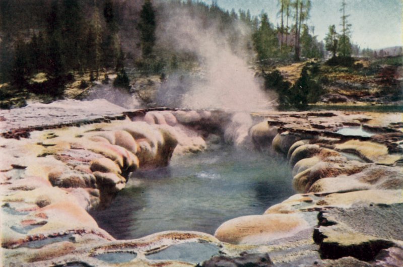 Oblong Gejzer, Park Yellowstone (kolor lito) autorstwa English School