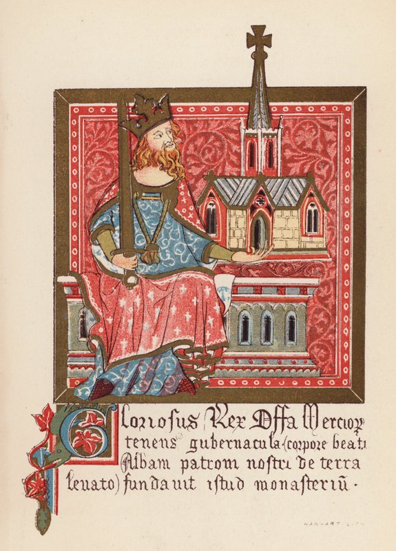 Offa, król Mercji (kolorowa litografia) autorstwa English School