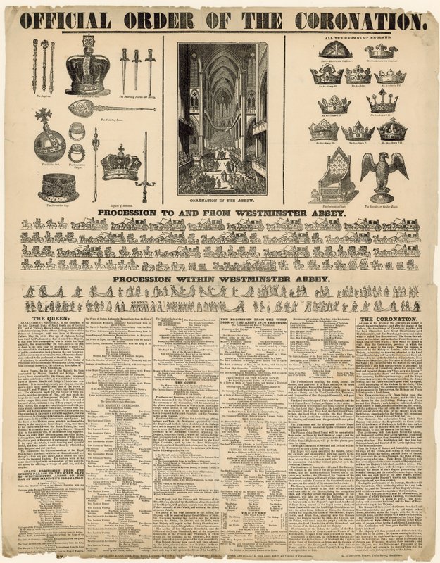 Oficjalny order koronacji królowej Wiktorii autorstwa English School