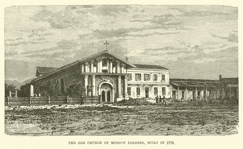 Stary Kościół Misji Dolores, zbudowany w 1776 r. autorstwa English School