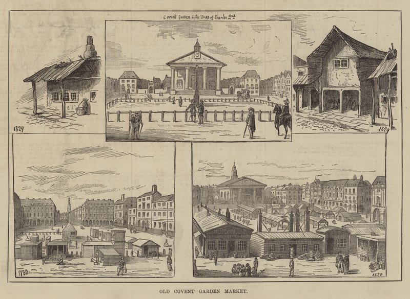 Targ Old Covent Garden (grawerowanie) autorstwa English School