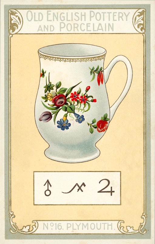 Staroangielska ceramika i porcelana: Plymouth (kolorowa litografia) autorstwa English School